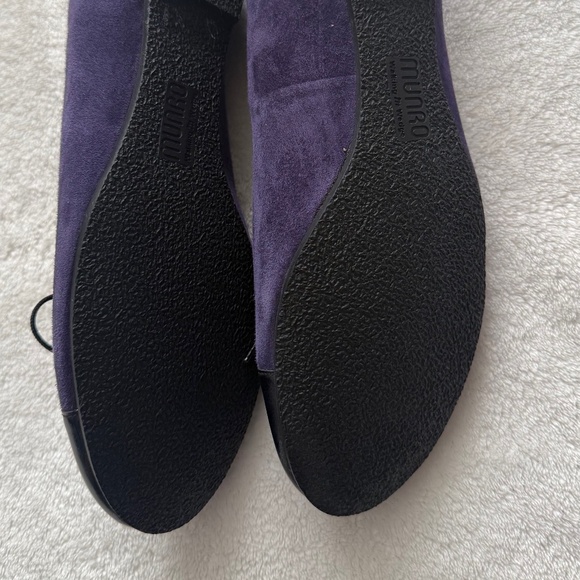 Munro Suede Purple Flats with Black Toe Cap - Picture 6 of 9